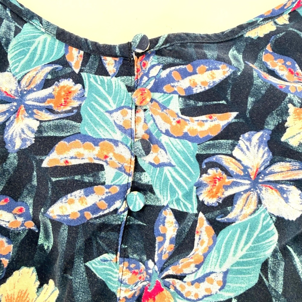 Rip Curl Womens XL Tropical Floral Romper Navy Blue Beach Vacation Festival - Picture 3 of 6